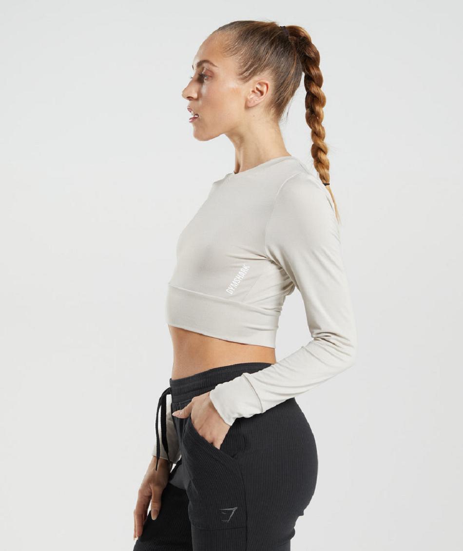 Long Sleeve Gymshark Pause Open Back Mujer Grises | MX_4259HAP