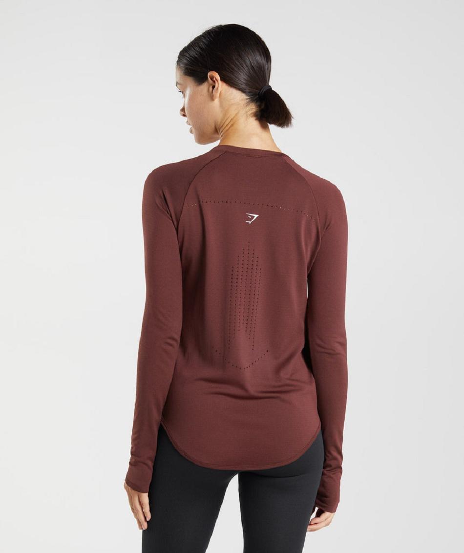 Long Sleeve Gymshark Sweat Seamless Mujer Vino | MX_4266HAP