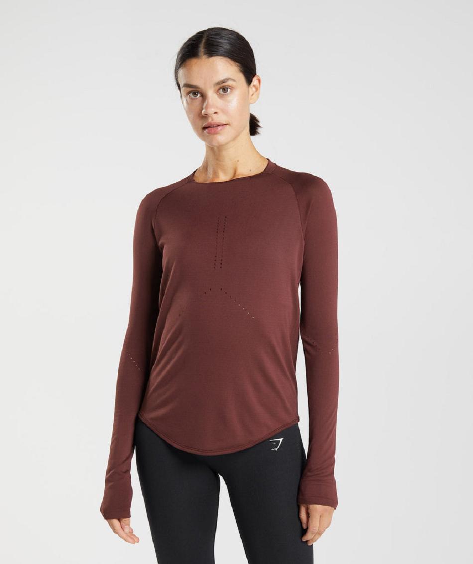 Long Sleeve Gymshark Sweat Seamless Mujer Vino | MX_4266HAP