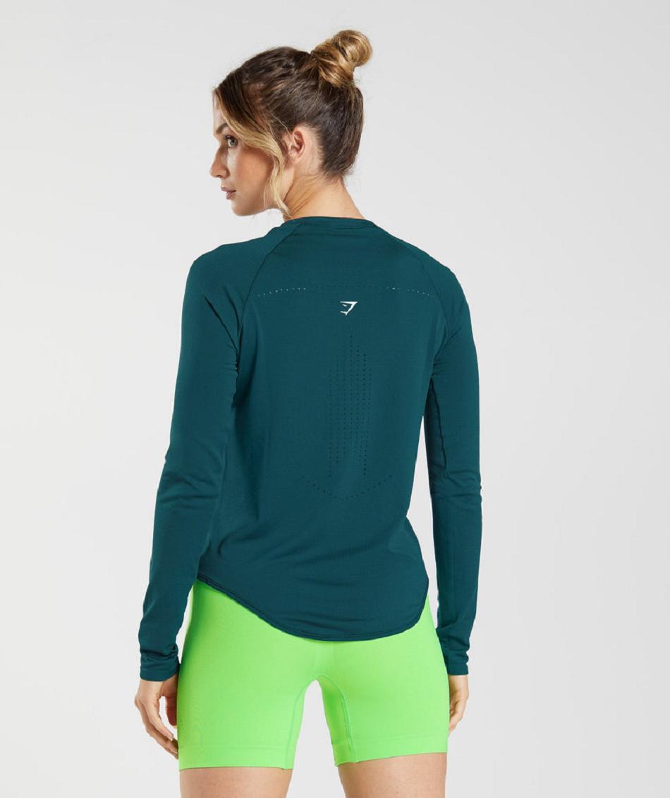 Long Sleeve Gymshark Sweat Seamless Mujer Turquesa | MX_4278WNB