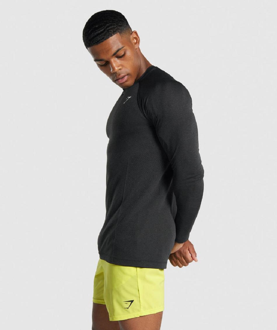 Long Sleeve Gymshark Vital Light Seamless Hombre Negros | MX_3379DFM