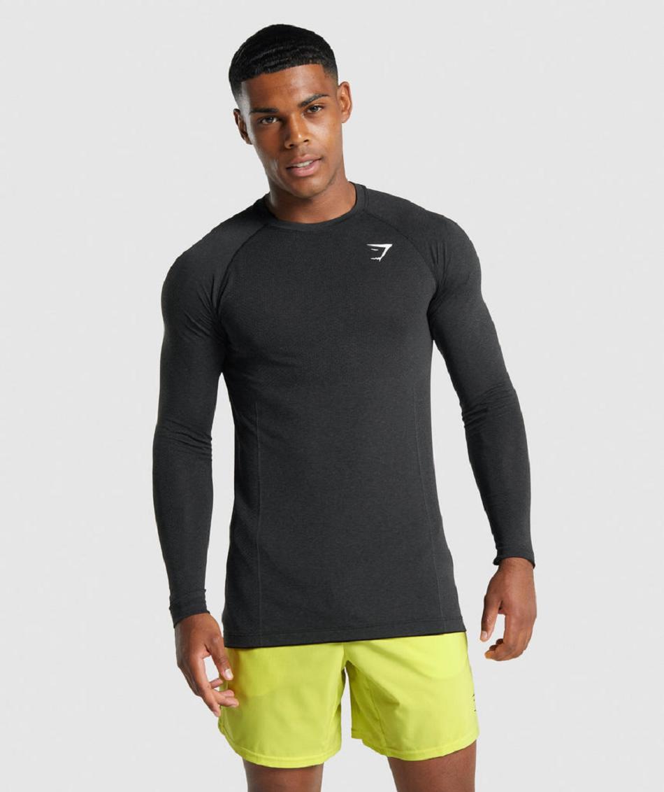 Long Sleeve Gymshark Vital Light Seamless Hombre Negros | MX_3379DFM