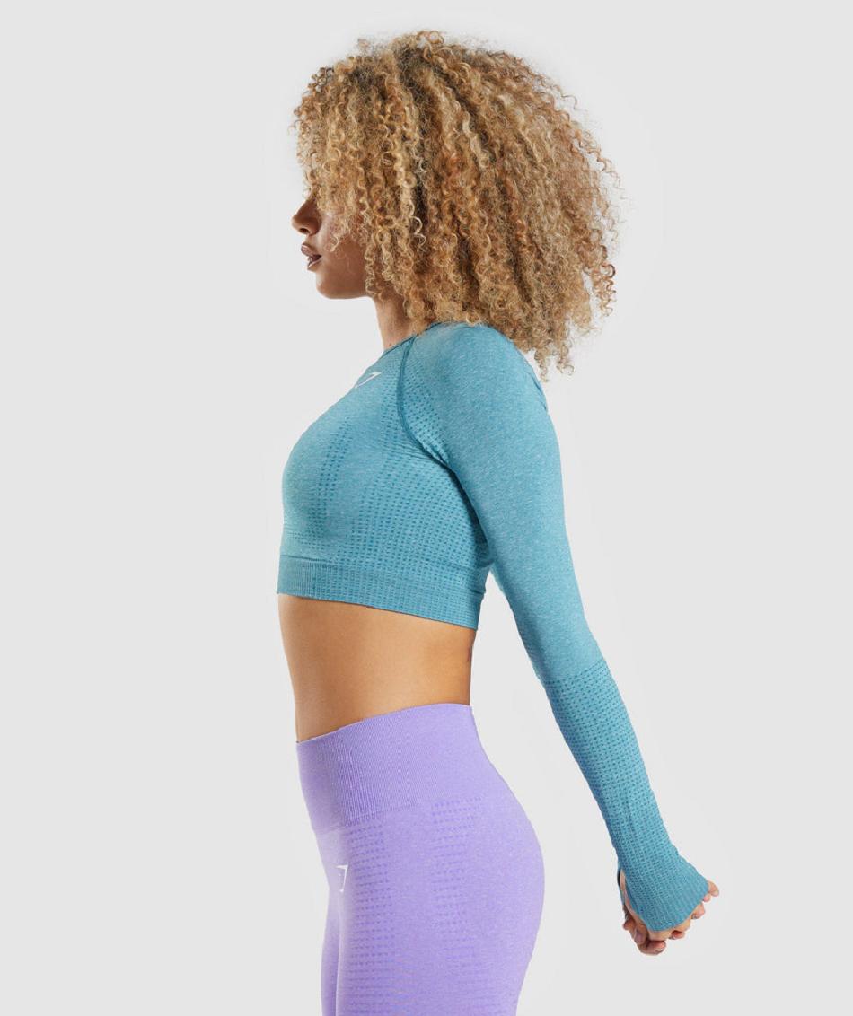 Long Sleeve Gymshark Vital Seamless 2.0 Mujer Turquesa | MX_4241HAP