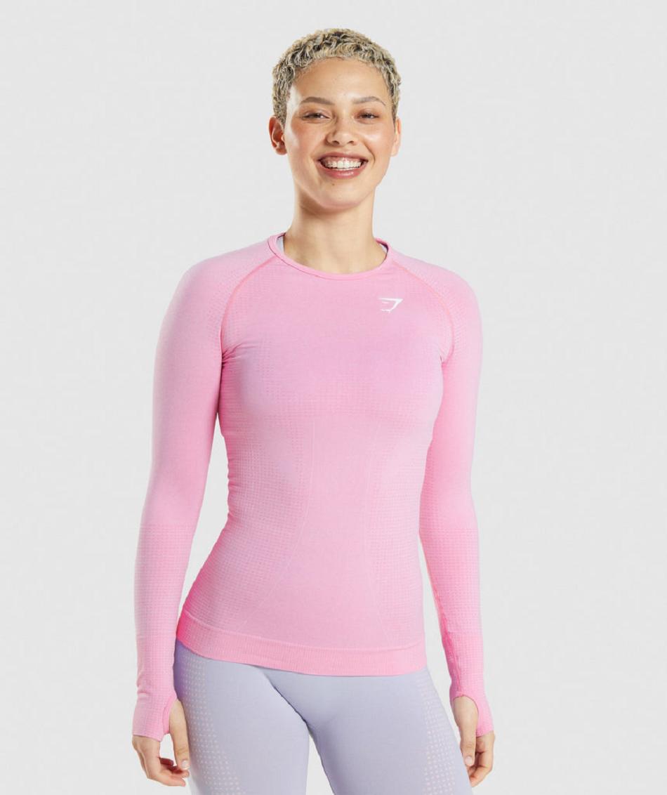 Long Sleeve Gymshark Vital Seamless 2.0 Mujer Rosas | MX_4283UZG