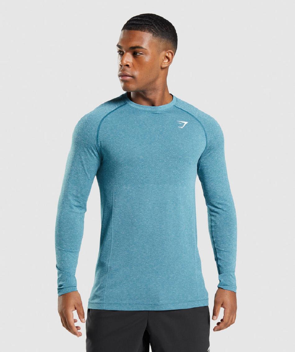 Long Sleeve Gymshark Vital Seamless Light Hombre Turquesa | MX_3388CTV