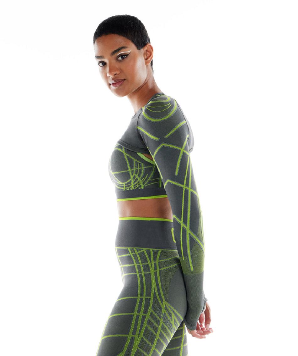 Long Sleeve Gymshark Wtflex Linear Seamless Mujer Grises Verdes Grises Claro | MX_4254AHK