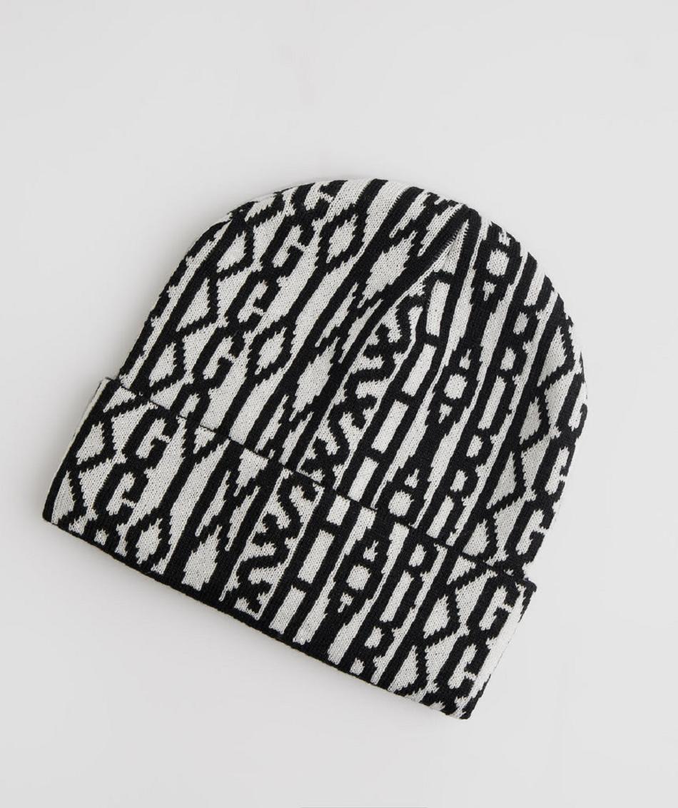 Sombreros Gymshark Reversable Jacquard Beanie Accessories Negros Blancos | MX_2833OKI