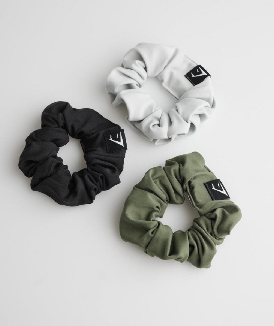 Sombreros Gymshark Scrunchies 3Pk Accessories Negros Verde Oliva Grises Claro | MX_2812FDN