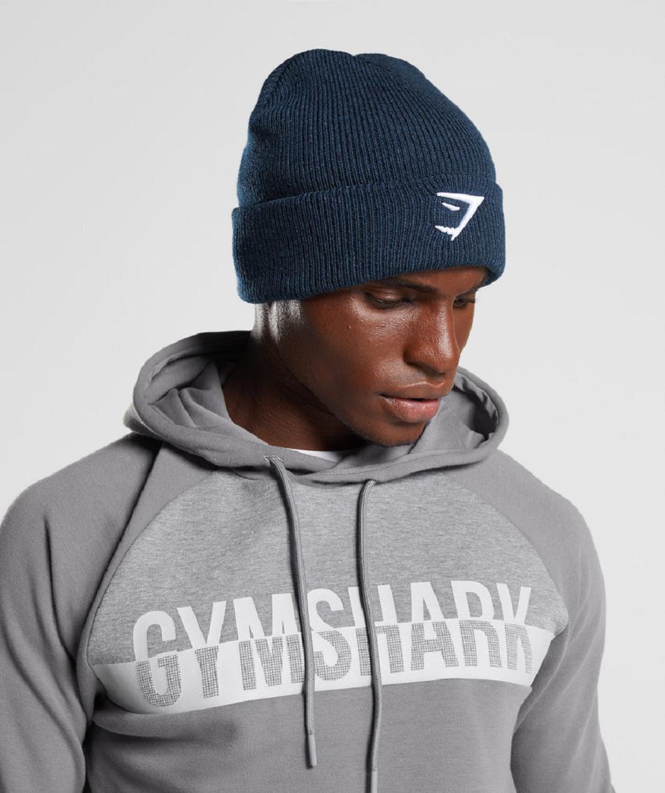 Sombreros Gymshark Sharkhead Beanie Accessories Azul Marino | MX_2839FDN