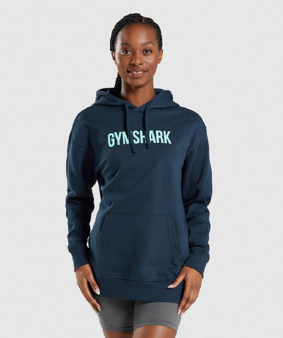 Sudadera Con Capucha Gymshark Apollo Oversized Mujer Azul Marino | MX_4303MQZ