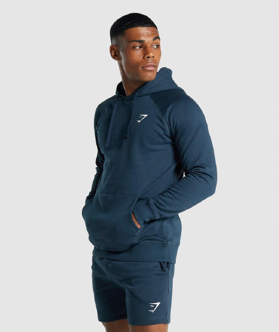 Sudadera Con Capucha Gymshark Crest Hombre Azul Marino | MX_3479HAP