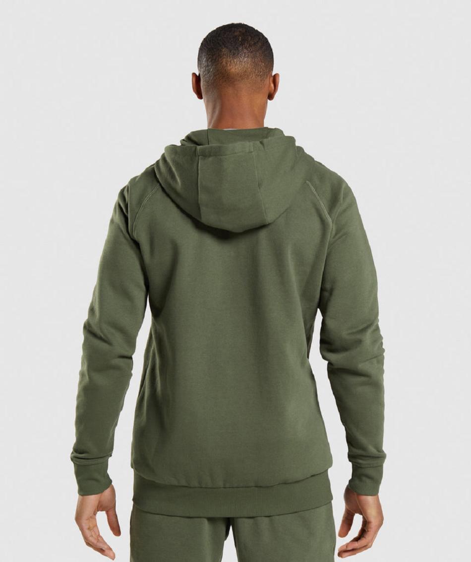 Sudadera Con Capucha Gymshark Crest Zip Up Hombre Verde Oliva | MX_3492CTV