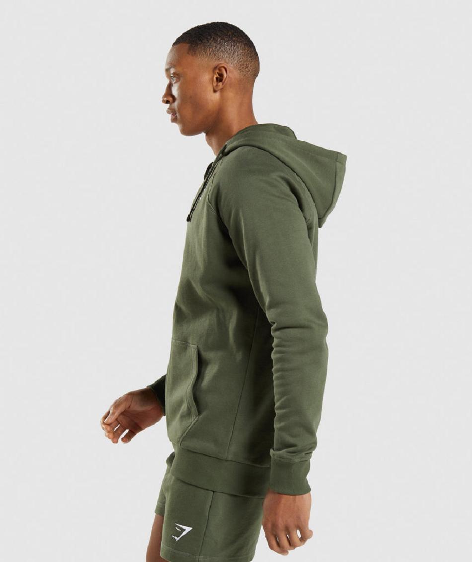 Sudadera Con Capucha Gymshark Crest Zip Up Hombre Verde Oliva | MX_3492CTV