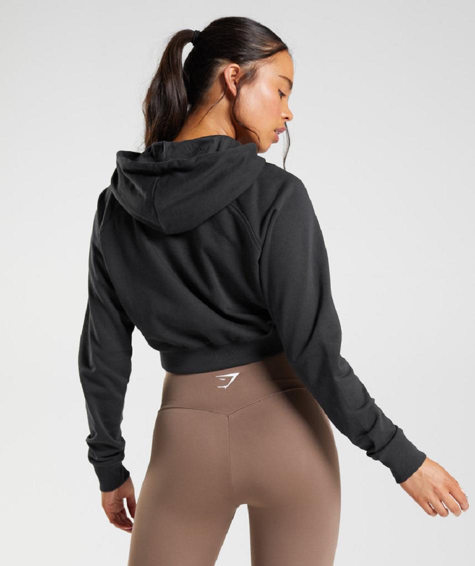 Sudadera Con Capucha Gymshark Entrenamiento Cropped Mujer Negros | MX_4306AHK