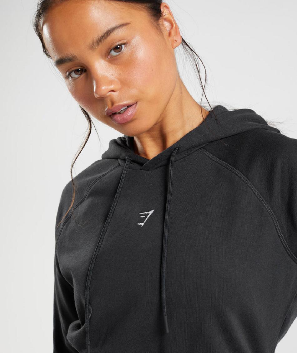 Sudadera Con Capucha Gymshark Entrenamiento Cropped Mujer Negros | MX_4306AHK