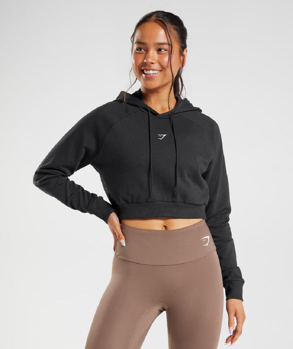 Sudadera Con Capucha Gymshark Entrenamiento Cropped Mujer Negros | MX_4306AHK