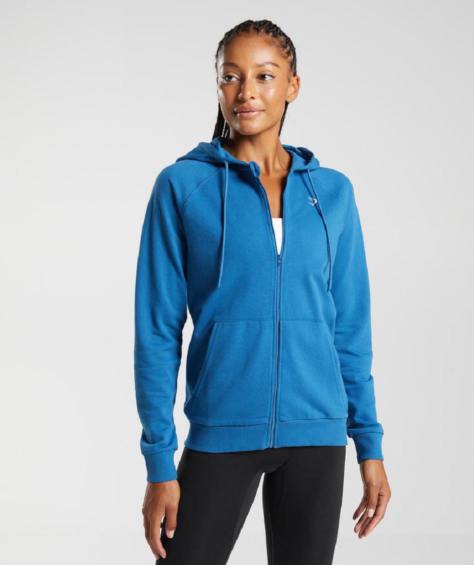 Sudadera Con Capucha Gymshark Entrenamiento Zip Mujer Azules | MX_4318HAP