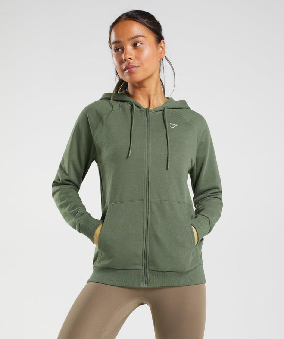 Sudadera Con Capucha Gymshark Entrenamiento Zip Mujer Verde Oliva | MX_4322ZUT