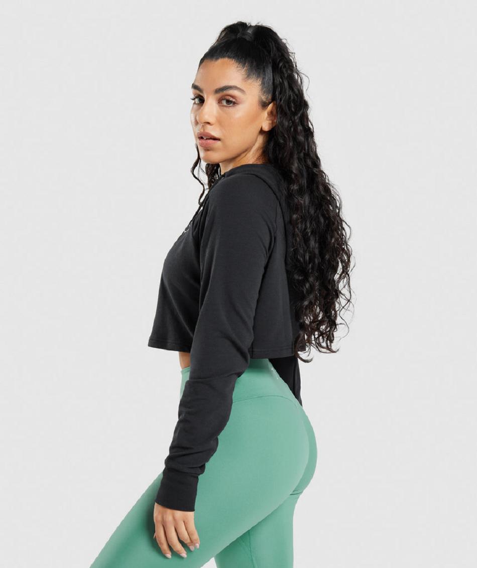 Sudadera Con Capucha Gymshark Entrenamiento Cropped Mujer Negros | MX_4323XYU