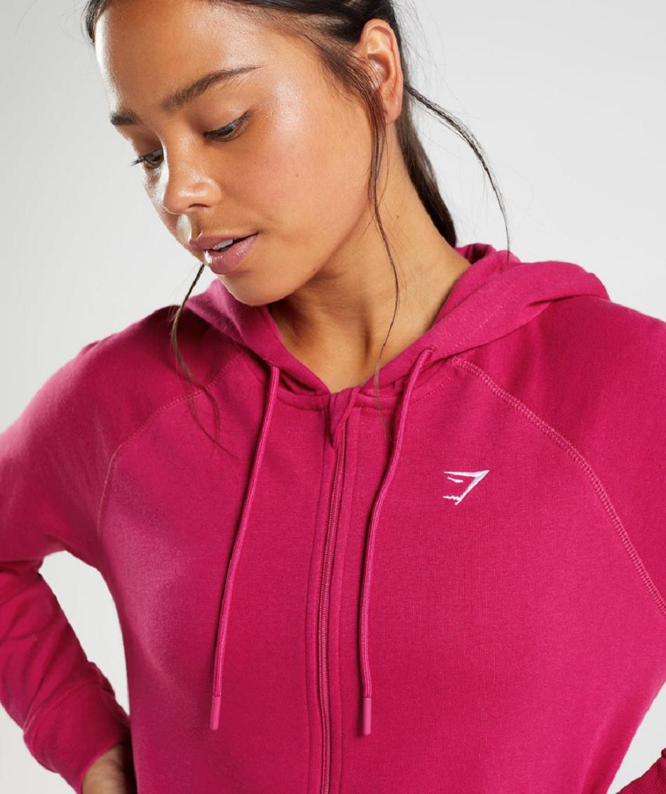 Sudadera Con Capucha Gymshark Entrenamiento Zip Mujer Rosas | MX_4329QMA