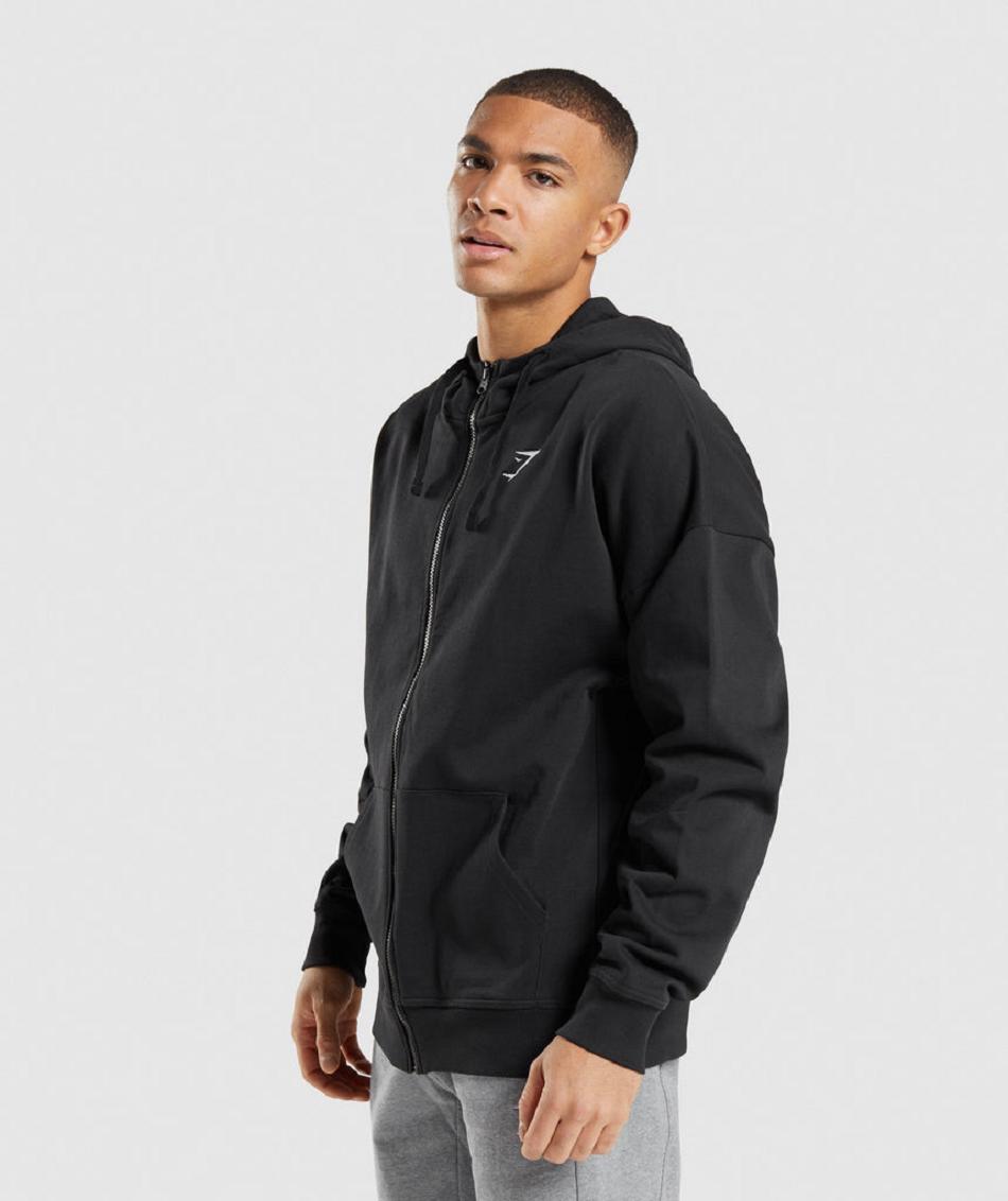 Sudadera Con Capucha Gymshark Essential Zip Up Hombre Negros | MX_3458DFM