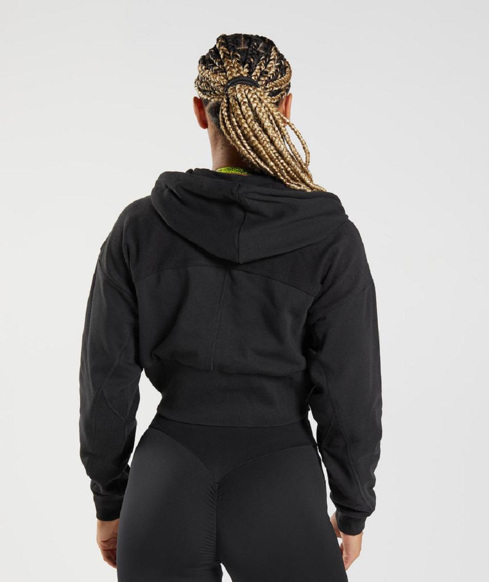 Sudadera Con Capucha Gymshark Gs Power Cropped Zip Mujer Negros | MX_4324CTV