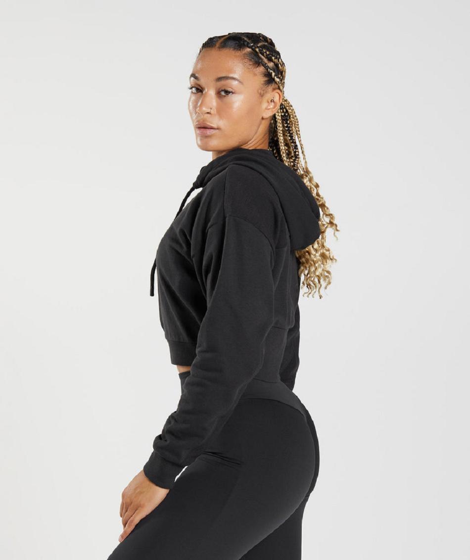 Sudadera Con Capucha Gymshark Gs Power Cropped Zip Mujer Negros | MX_4324CTV