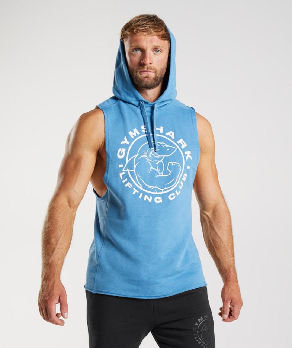 Sudadera Con Capucha Gymshark Legacy Drop Arm Hombre Azules | MX_3446WNB