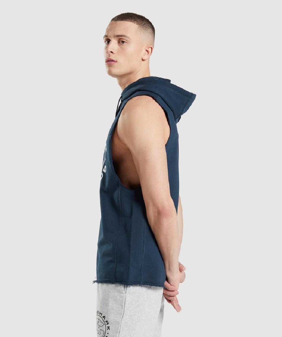 Sudadera Con Capucha Gymshark Legacy Drop Arm Hombre Azul Marino | MX_3453OKI