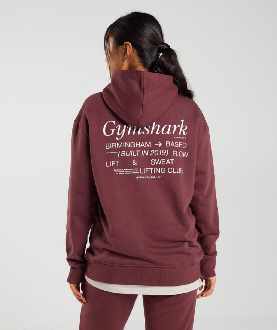 Sudadera Con Capucha Gymshark Social Club Oversized Mujer Rosas Marrom | MX_4333TCE