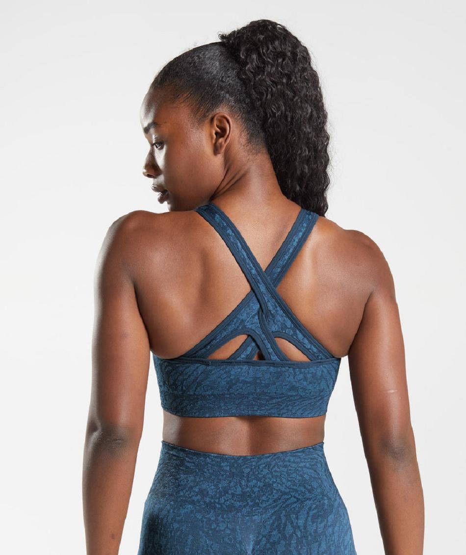 Sujetadores Deportivos Gymshark Adapt Animal Seamless Mujer Azul Marino | MX_4231UZG