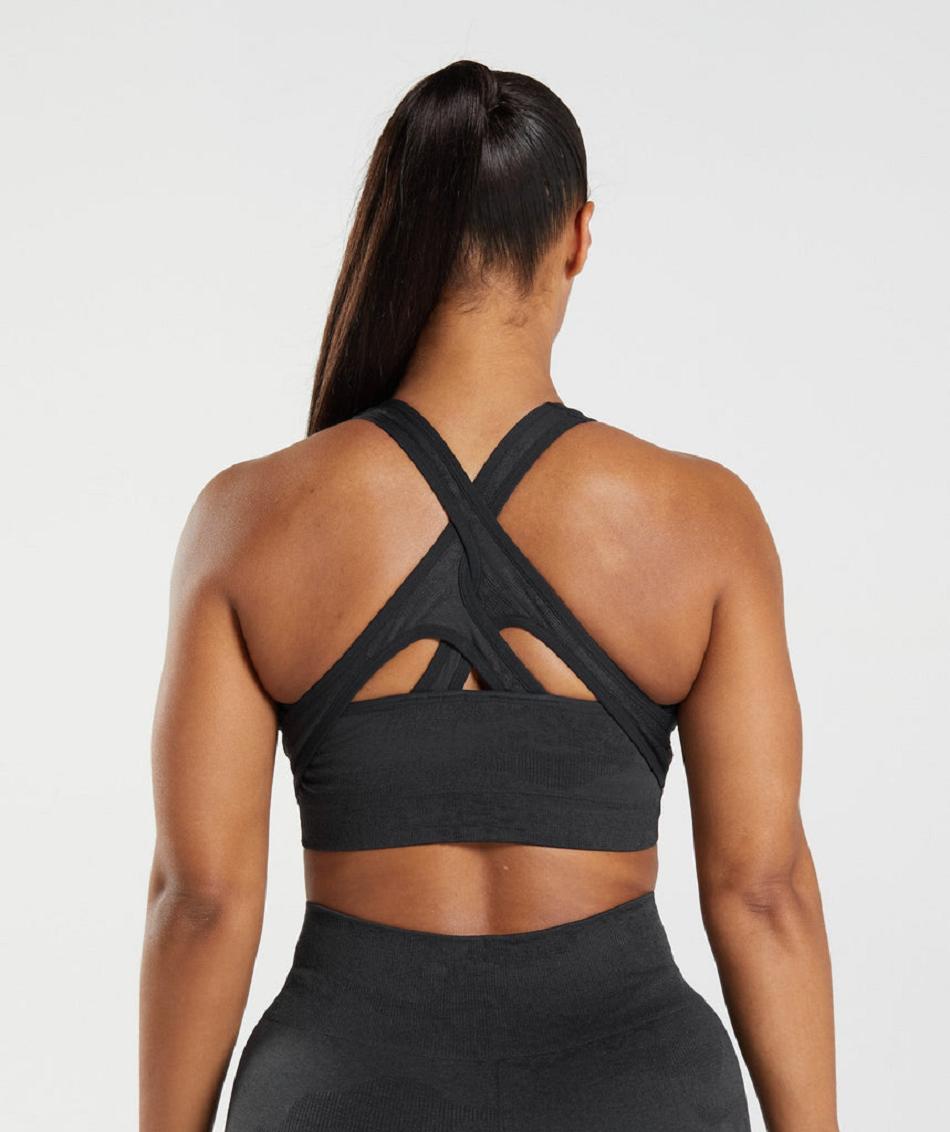 Sujetadores Deportivos Gymshark Adapt Camo Seamless Mujer Negros Negros Grises | MX_4086JPQ