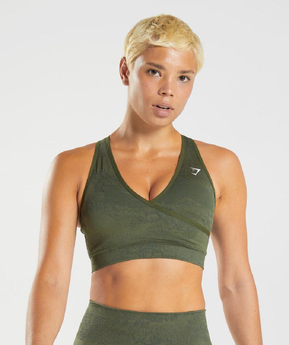 Sujetadores Deportivos Gymshark Adapt Camo Seamless Mujer Naranjas Verde Oliva Verde Oliva | MX_4094NWY