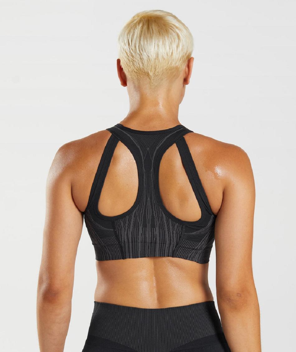 Sujetadores Deportivos Gymshark Apex Seamless Mujer Negros Negros Grises | MX_4136GSO