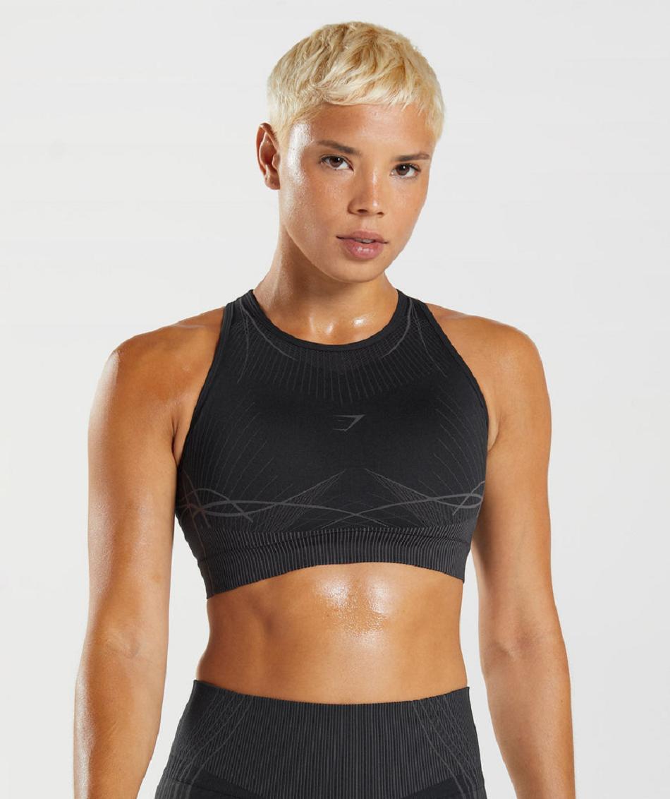 Sujetadores Deportivos Gymshark Apex Seamless Mujer Negros Negros Grises | MX_4136GSO