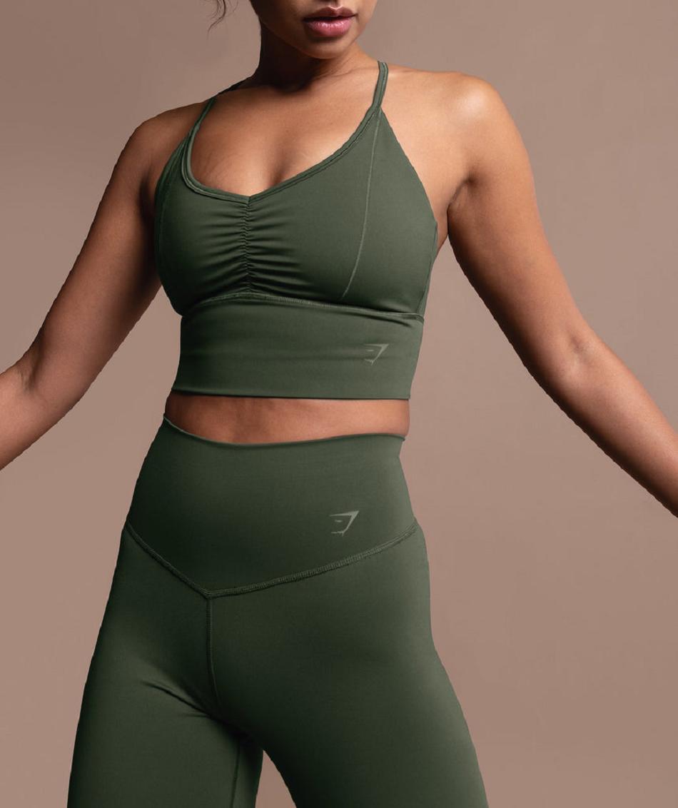 Sujetadores Deportivos Gymshark Elevate Longline Mujer Verde Oliva | MX_4190JPQ