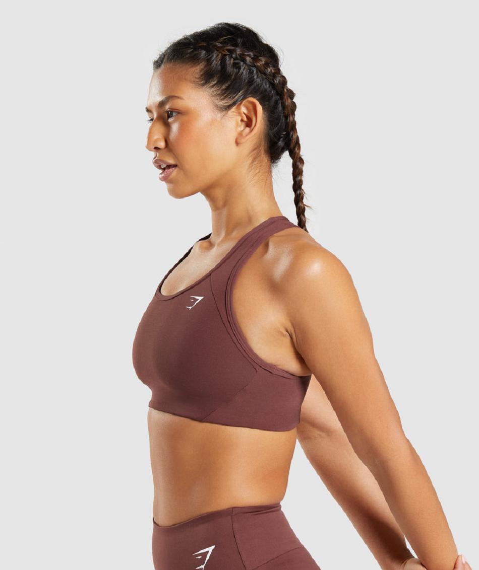 Sujetadores Deportivos Gymshark Essential Racer Back Mujer Rosas Marrom | MX_4177TCE