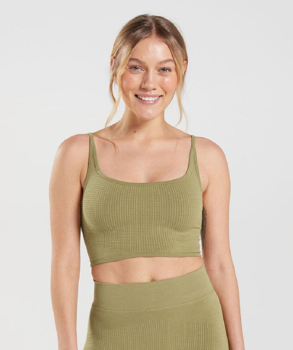 Sujetadores Deportivos Gymshark Pause Seamless Bralette Mujer Verdes | MX_4187FDN