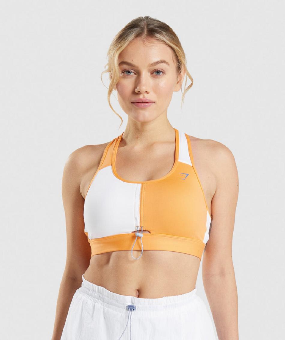 Sujetadores Deportivos Gymshark Pulse Mujer Albaricoque Naranjas Blancos | MX_4070WNB