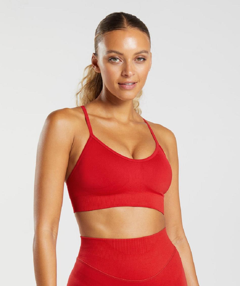 Sujetadores Deportivos Gymshark Sweat Seamless Mujer Rojos | MX_4128ILH