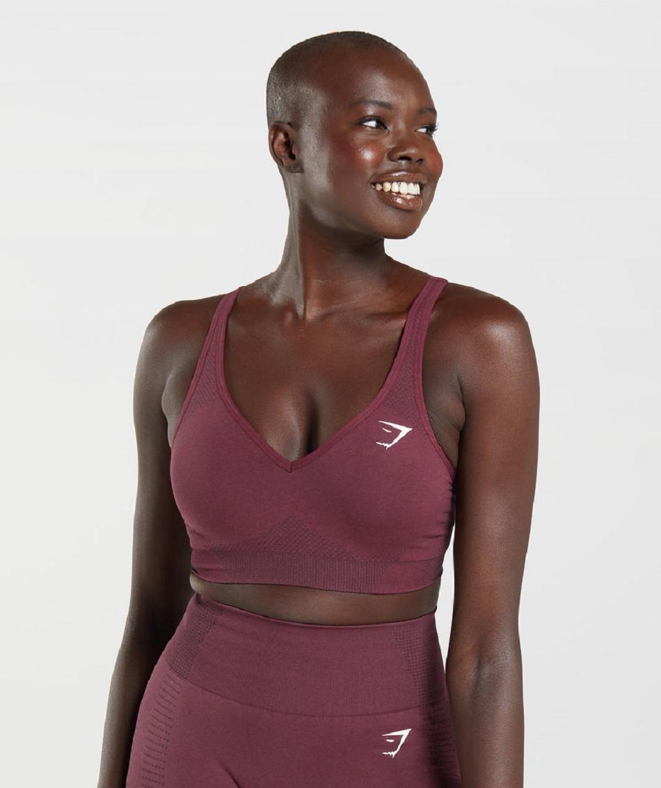 Sujetadores Deportivos Gymshark Vital Seamless 2.0 V Neck Mujer Vino | MX_4170BEX