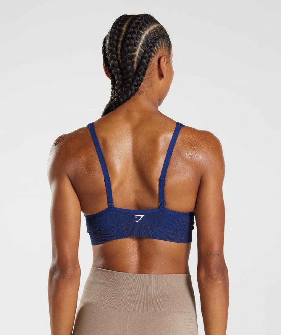 Sujetadores Deportivos Gymshark Vital Seamless 2.0 V Neck Mujer Azules | MX_4196VRW