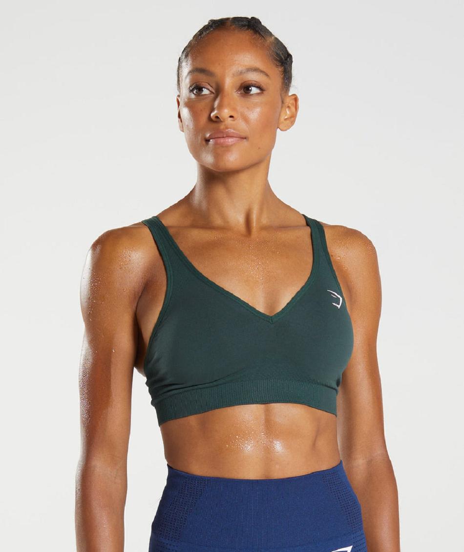 Sujetadores Deportivos Gymshark Vital Seamless 2.0 V Neck Mujer Verdes | MX_4215JPQ