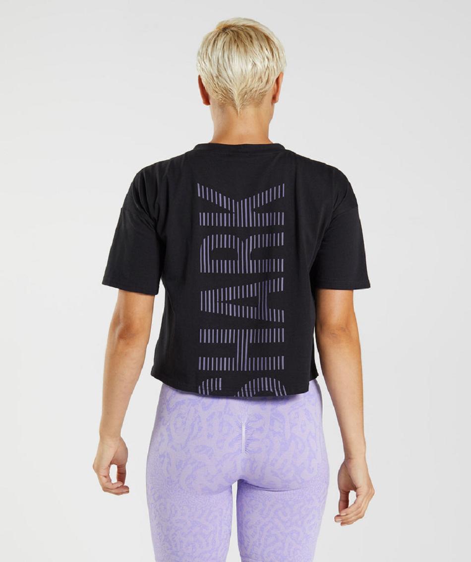 T Shirts Gymshark 315 Midi Mujer Negros Morados | MX_4009LIS