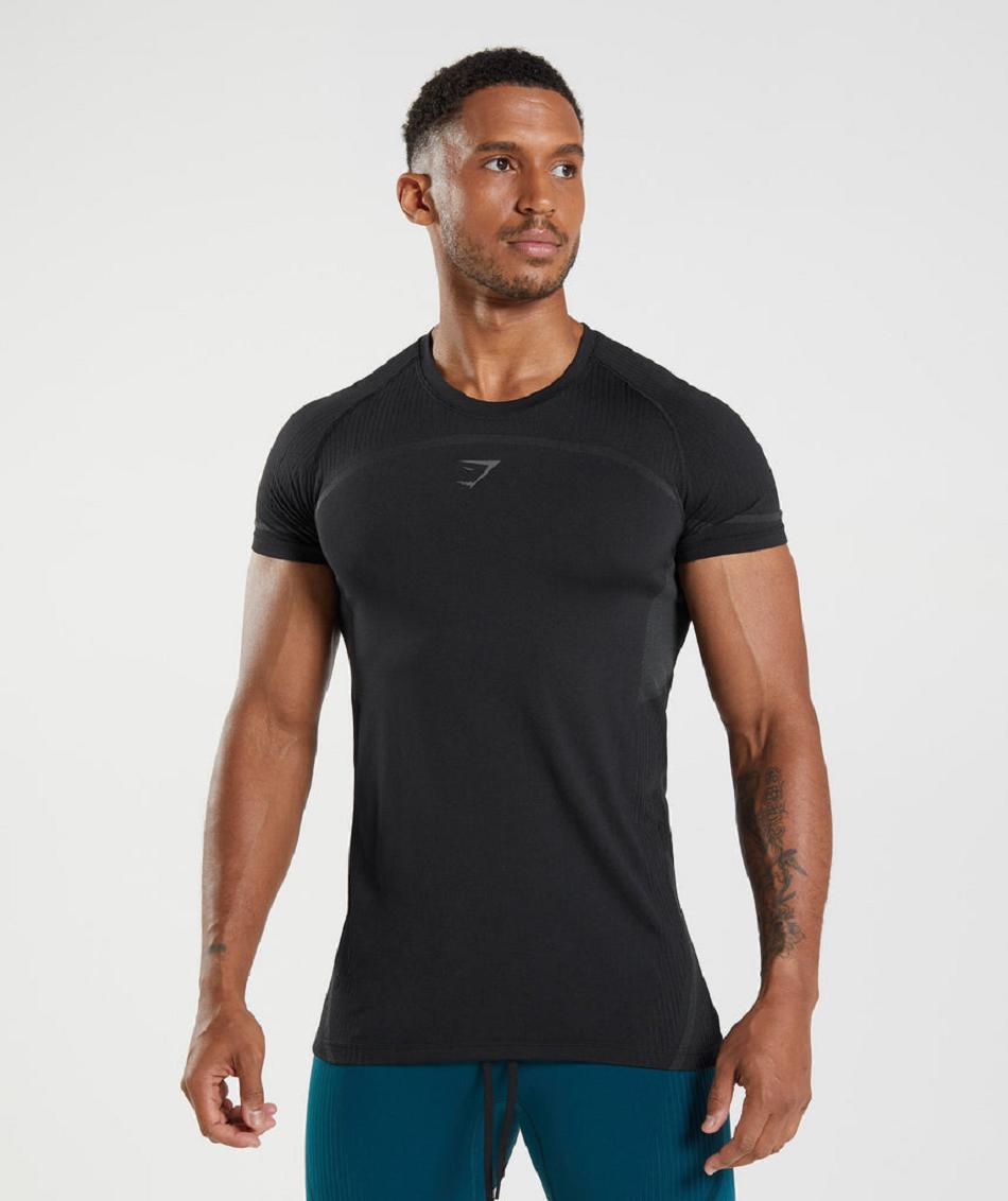 T Shirts Gymshark 315 Seamless Hombre Negros | MX_2927DFM