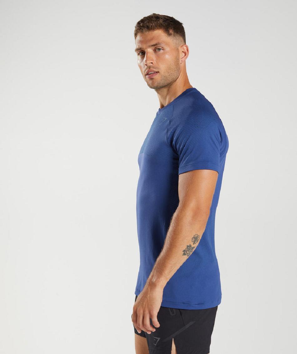 T Shirts Gymshark Apex Seamless Hombre Azules Azules | MX_3224MQZ