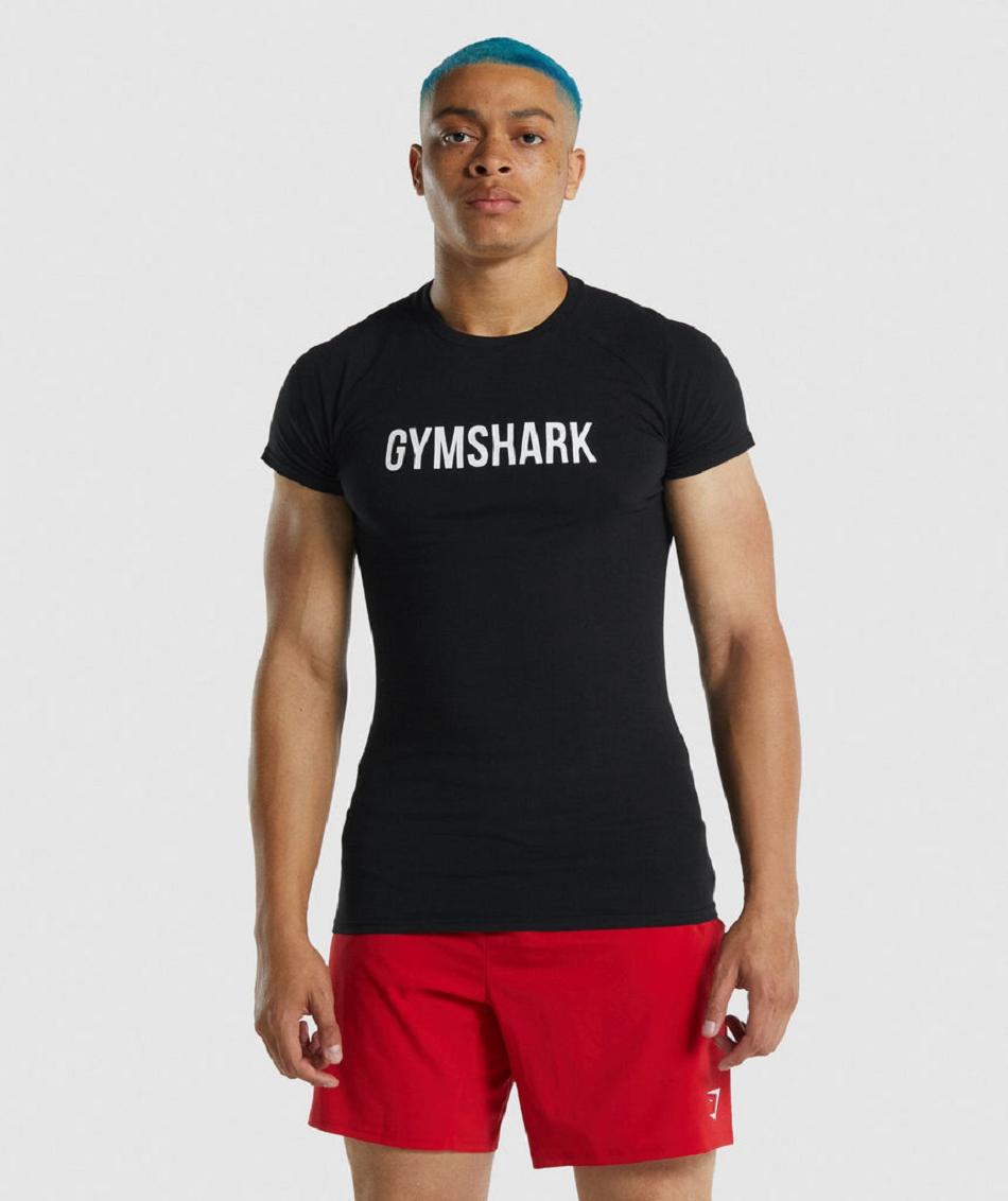 T Shirts Gymshark Apollo Hombre Negros | MX_3117OKI