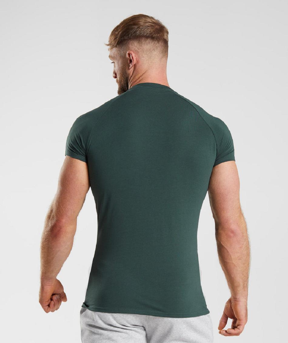 T Shirts Gymshark Apollo Hombre Obsidian Verdes | MX_3176VRW