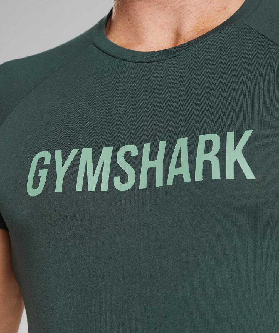 T Shirts Gymshark Apollo Hombre Obsidian Verdes | MX_3176VRW