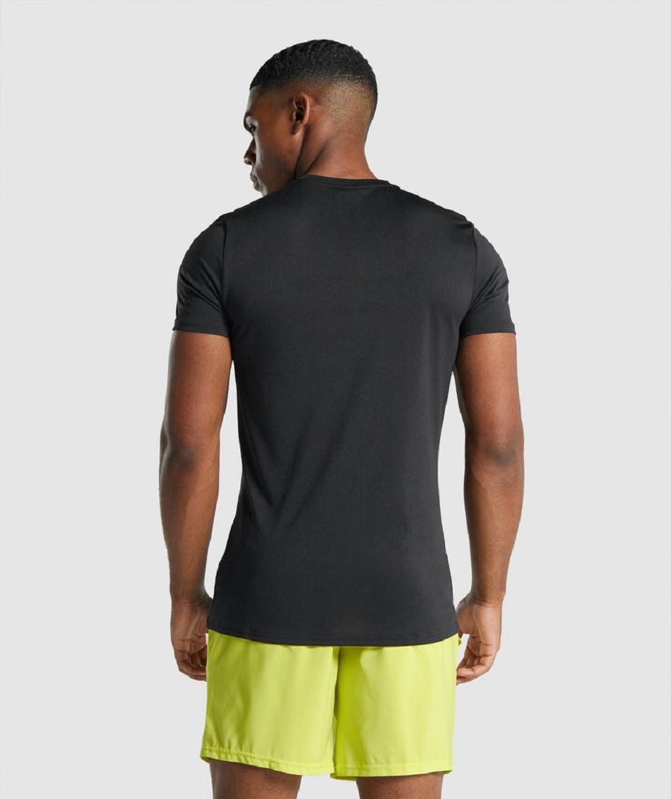 T Shirts Gymshark Arrival Estampados Hombre Negros | MX_3129ZUT